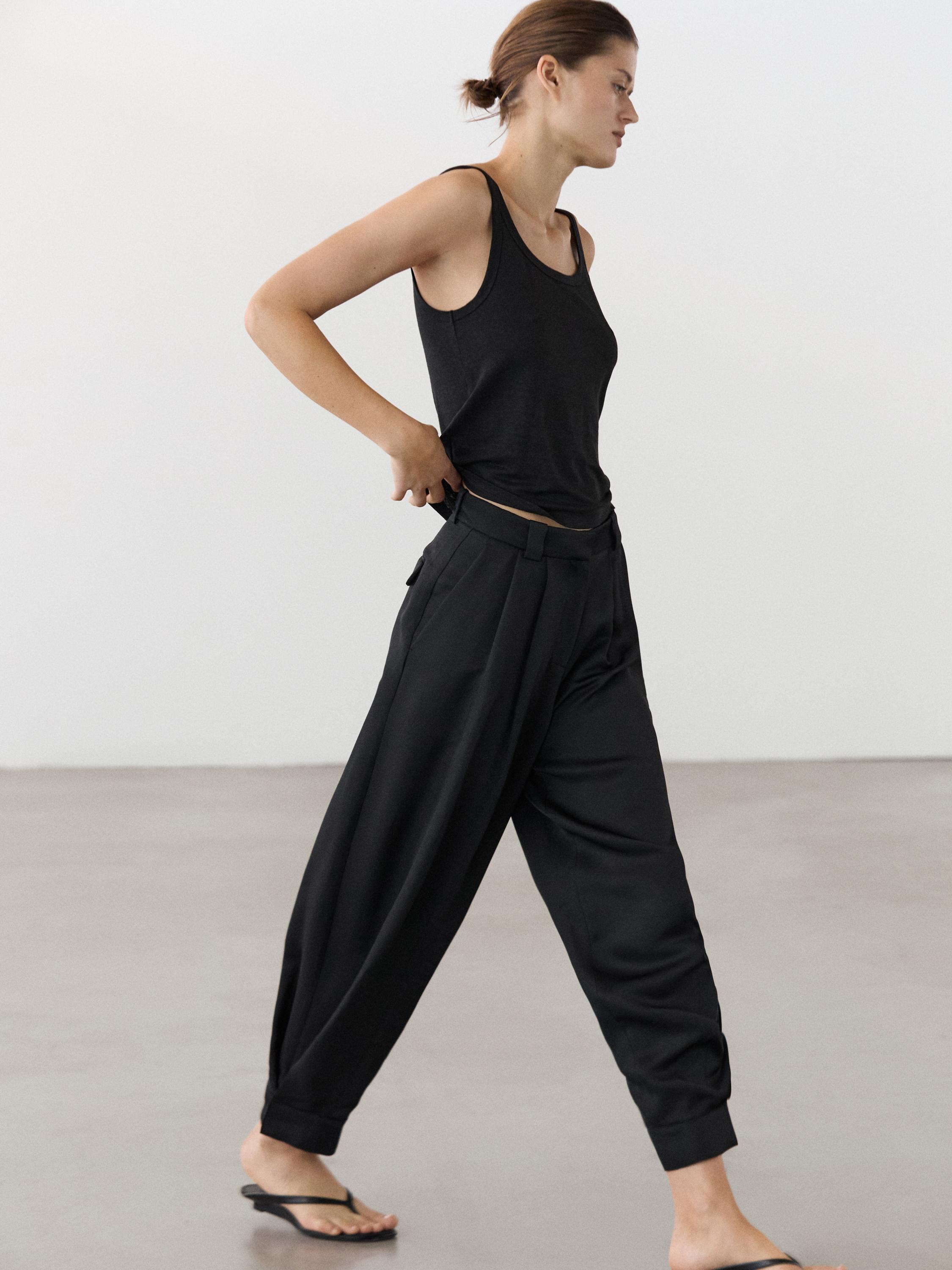Linen blend strappy top